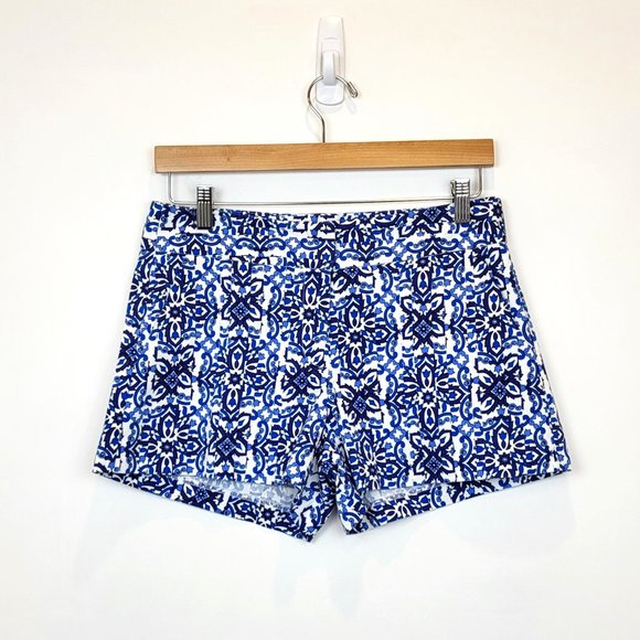 Milly For Design Nation Blue White Graphic Print Cotton Shorts, Size 6, EUC - Picture 1 of 9